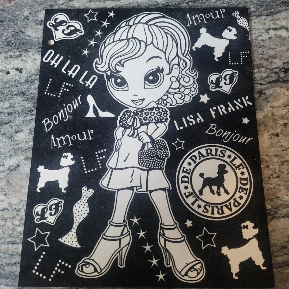Vintage‎ UNUSED Lisa Frank Glamour Girl  Black White Folder 2005